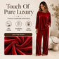 Women's Velvet Long Sleeve Top & Wide-Leg Pants Set