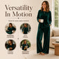 Women's Velvet Long Sleeve Top & Wide-Leg Pants Set
