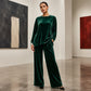 Women's Velvet Long Sleeve Top & Wide-Leg Pants Set