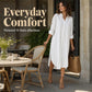 Women Loose Cotton Linen Shirt Dress with Pockets