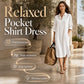 Women Loose Cotton Linen Shirt Dress with Pockets