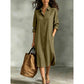 Women Loose Cotton Linen Shirt Dress with Pockets