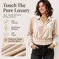 Women's Velvet V-Neck Long-Sleeve Collared Top