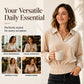 Women's Velvet V-Neck Long-Sleeve Collared Top