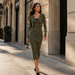 Women's Ribbed Knit Bodycon Dress with Cropped Cardigan