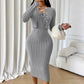 Women's Ribbed Knit Bodycon Dress with Cropped Cardigan