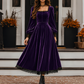 Women's Vintage Square Neck Velvet Dress