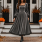 Women's Vintage Square Neck Velvet Dress