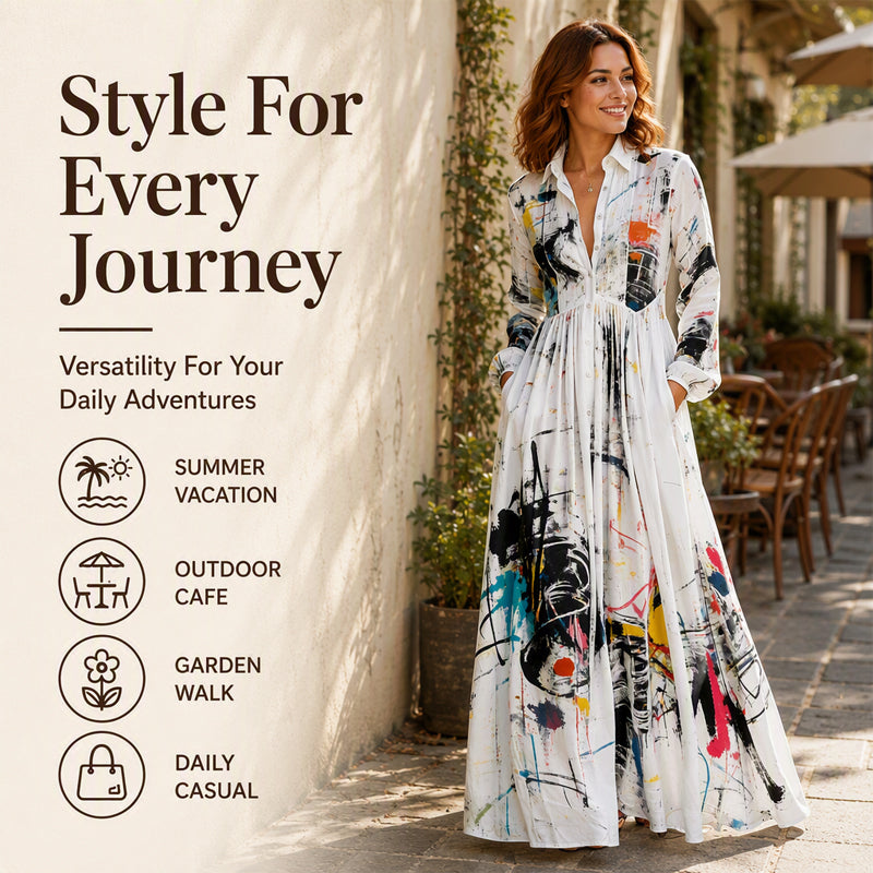 Women's Artistic Graffiti Print Maxi Dress