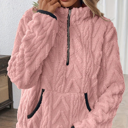Half-Zip Fuzzy Pocket Sweatshirt