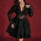 Women's Lace Patchwork V-Neck Long Sleeve Dress