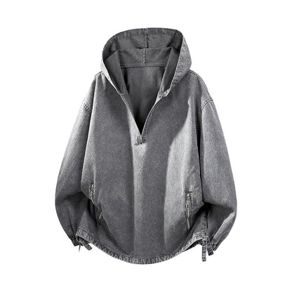 Men's Vintage Washed Half-Zip Hooded Top