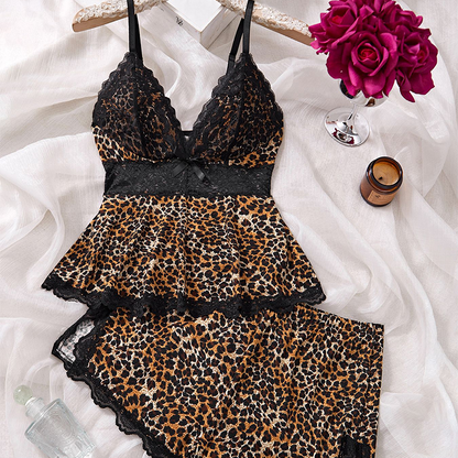 Lace Trimmed V-Neck Camisole & Shorts Sleepwear Set