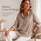 Women's Gingham Ruffle Casual Long Sleeve Shirt