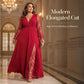 Women’s Elegant V Neck Lace Patchwork Maxi Dress