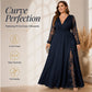 Women’s Elegant V Neck Lace Patchwork Maxi Dress