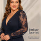 Women’s Elegant V Neck Lace Patchwork Maxi Dress