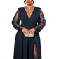 Women’s Elegant V Neck Lace Patchwork Maxi Dress