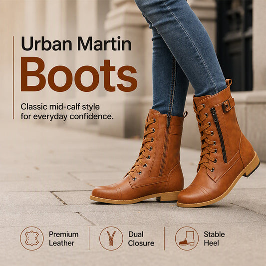 🥾 Women's Round Toe Chunky Heel Martin Boots – Chic Autumn Style & Everyday Comfort
