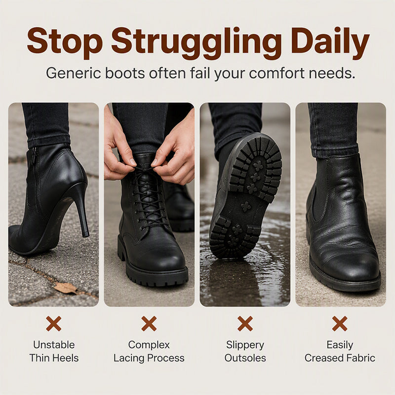 🥾 Women's Round Toe Chunky Heel Martin Boots – Chic Autumn Style & Everyday Comfort