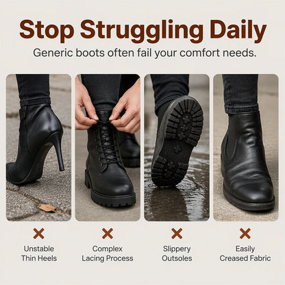 🥾 Women's Round Toe Chunky Heel Martin Boots – Chic Autumn Style & Everyday Comfort