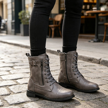 🥾 Women's Round Toe Chunky Heel Martin Boots – Chic Autumn Style & Everyday Comfort