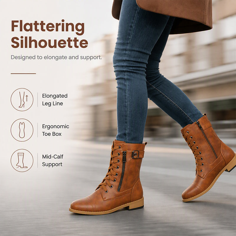 🥾 Women's Round Toe Chunky Heel Martin Boots – Chic Autumn Style & Everyday Comfort