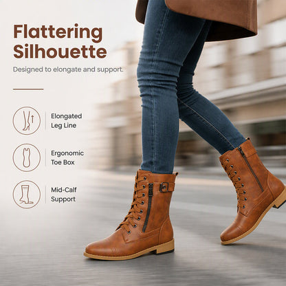 🥾 Women's Round Toe Chunky Heel Martin Boots – Chic Autumn Style & Everyday Comfort