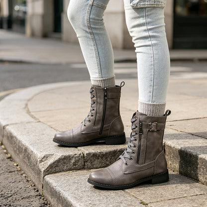 🥾 Women's Round Toe Chunky Heel Martin Boots – Chic Autumn Style & Everyday Comfort