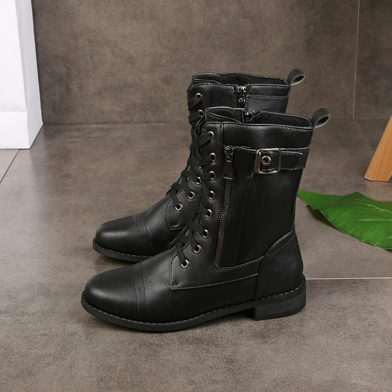 🥾 Women's Round Toe Chunky Heel Martin Boots – Chic Autumn Style & Everyday Comfort