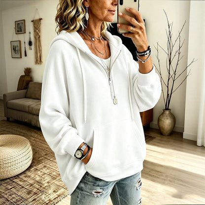 Women's Corduroy Half-Zip Hooded Sweatshirt