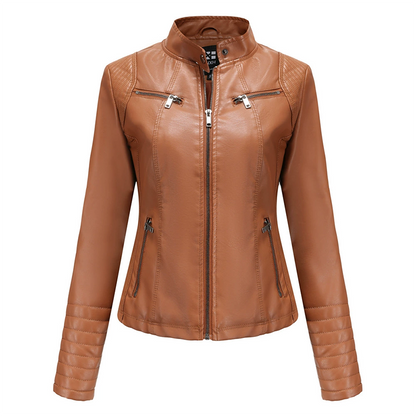 Women's Slim Fit Faxu Leather Jacket