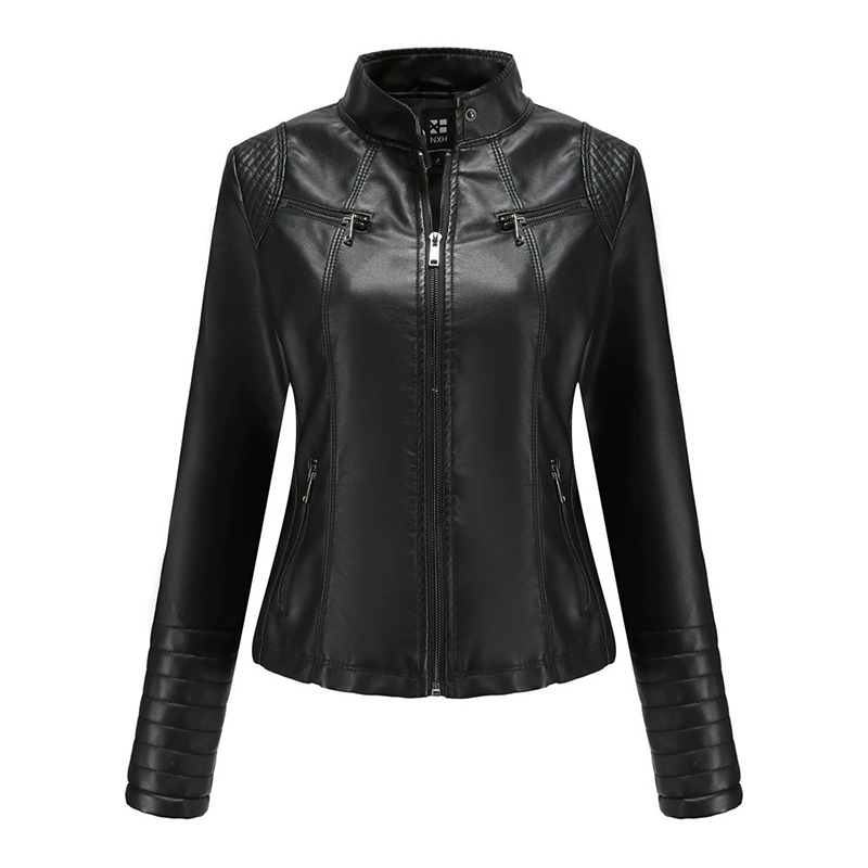 Women's Slim Fit Faxu Leather Jacket