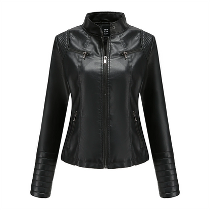Women's Slim Fit Faxu Leather Jacket