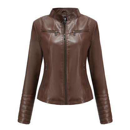 Women's Slim Fit Faxu Leather Jacket