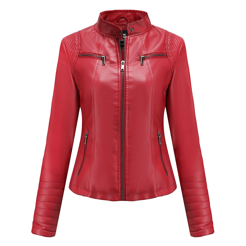 Women's Slim Fit Faxu Leather Jacket