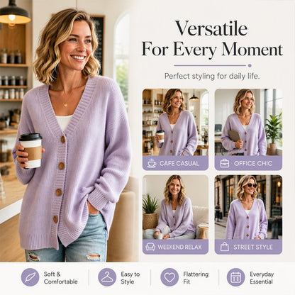 Women's V-Neck Oversized Knit Cardigan