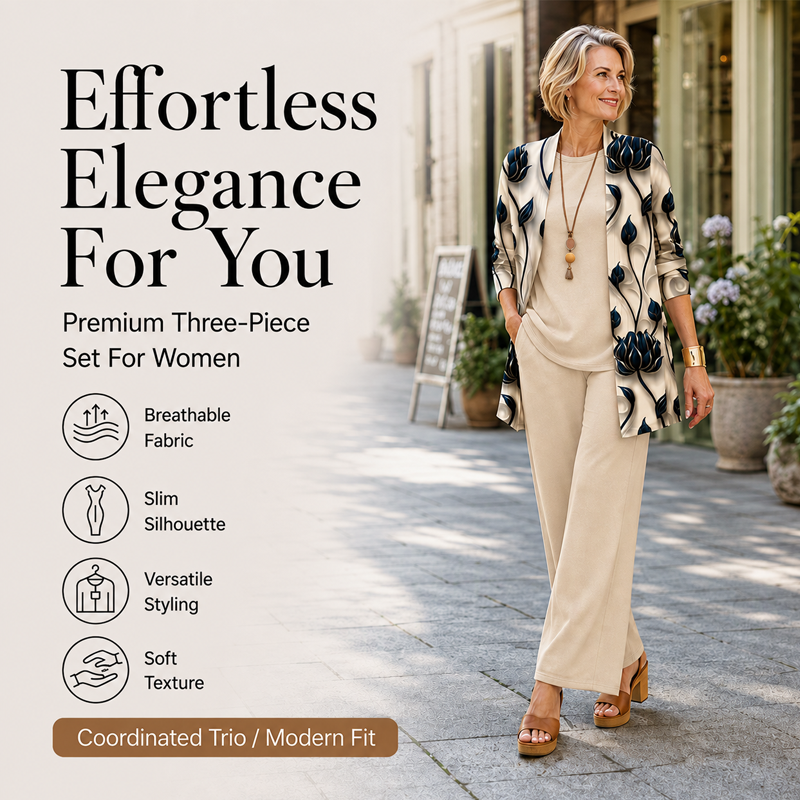Women's Elegant Printed 3-Piece Set