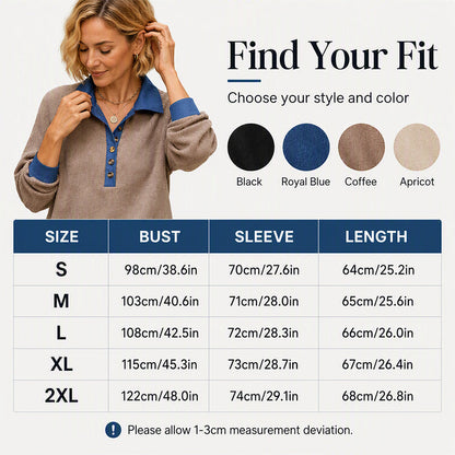 Women's Contrast Denim Collar Knit Top