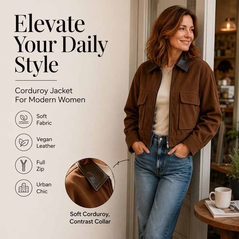 Women's Corduroy Jacket with Contrast Lapel