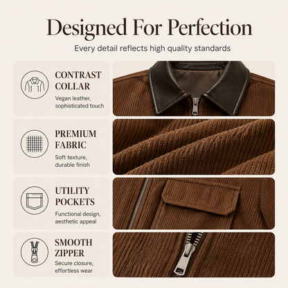 Women's Corduroy Jacket with Contrast Lapel
