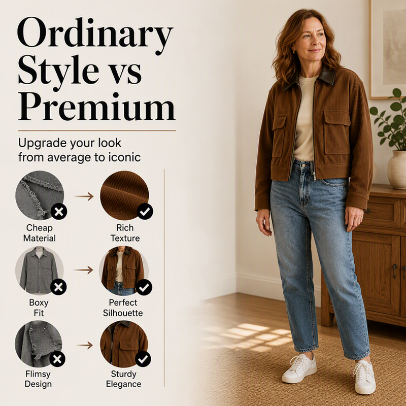 Women's Corduroy Jacket with Contrast Lapel