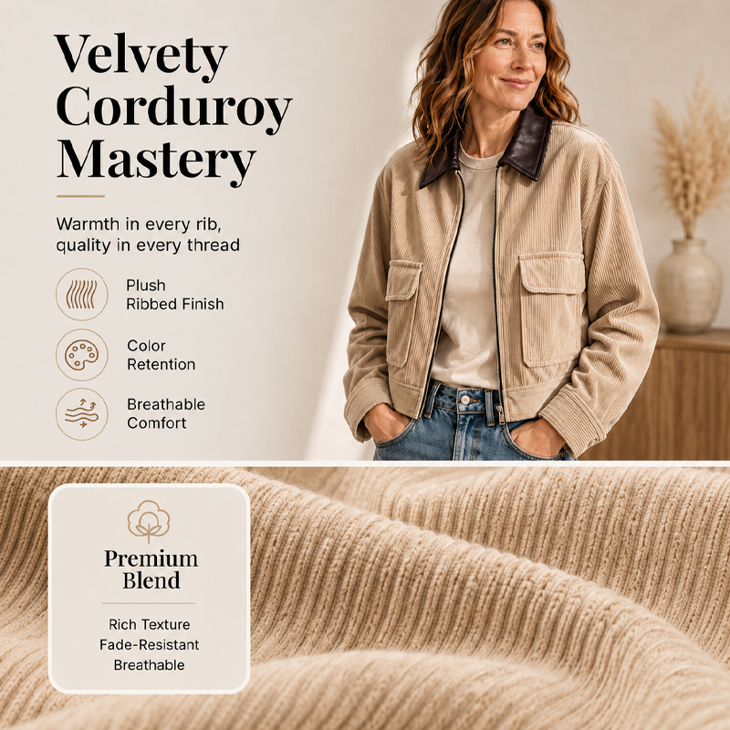 Women's Corduroy Jacket with Contrast Lapel