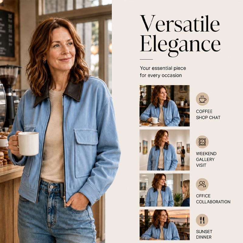 Women's Corduroy Jacket with Contrast Lapel