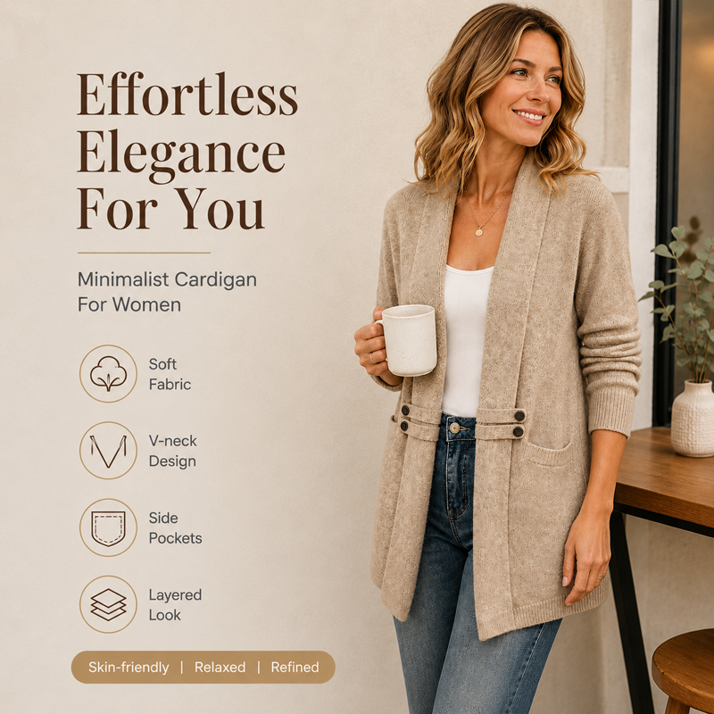Women's Casual Double-Breasted Knit Cardigan