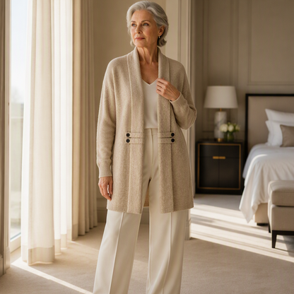 Women's Casual Double-Breasted Knit Cardigan