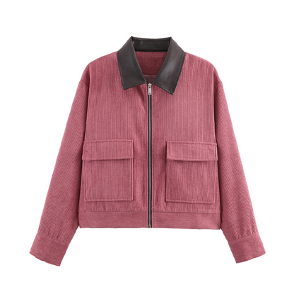 Women's Corduroy Jacket with Contrast Lapel
