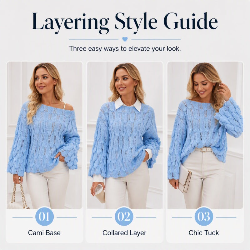 Women's Hollow Out Slouchy Knit Sweater
