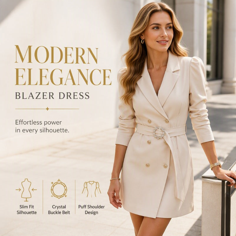 Women's Elegant Double-Breasted Blazer Dress