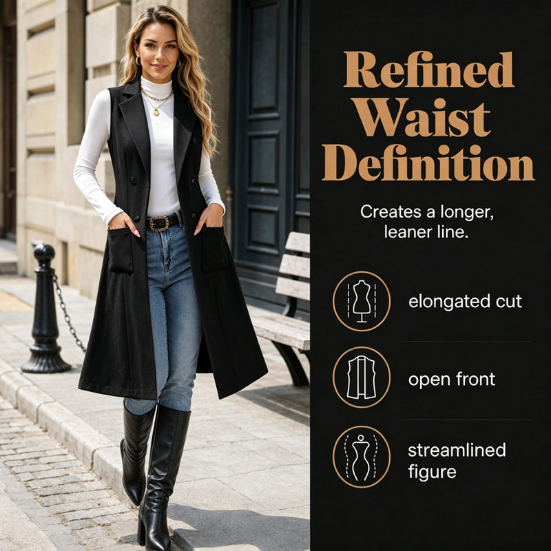 Women's Chic Sleeveless Open Front Longline Jacket